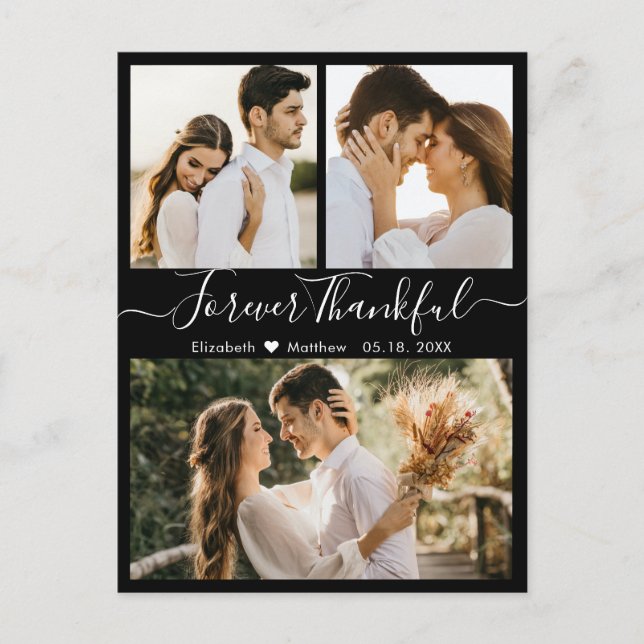 Postal Agradecimiento 3 Boda de Collage de fotos Gracias (Anverso)