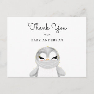 Postal Agradecimiento al pingüino en la máscara de Baby S