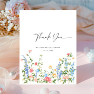 Postal Agradecimiento Boho de Flor Silvestre de Prado en 