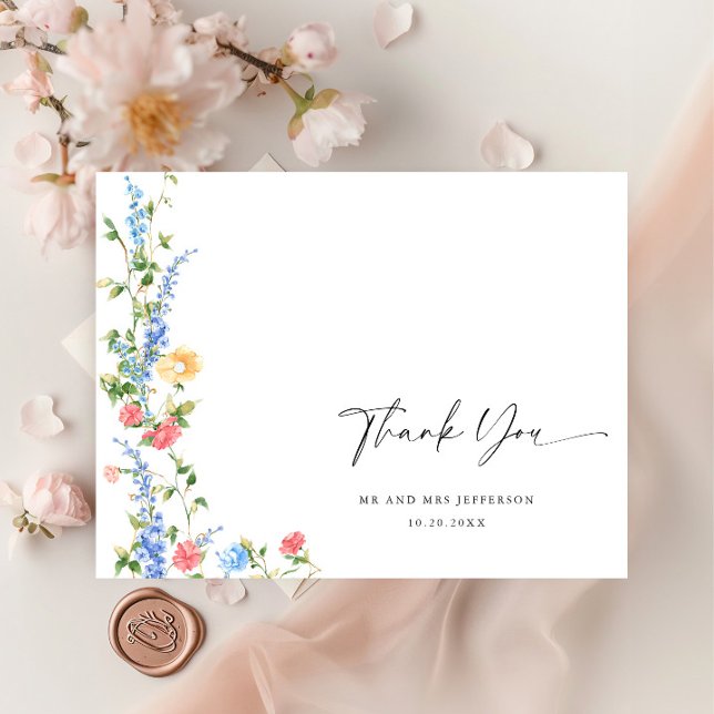 Postal Agradecimiento Boho Flor Silvestre de Pradera en A (Subido por el creador)