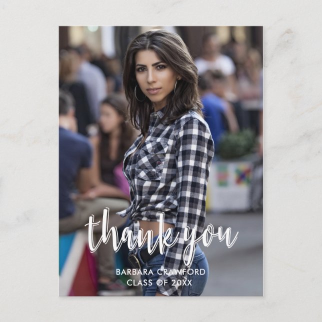 Postal Agradecimiento Caligrafía Foto Personalizada Gradu (Anverso)