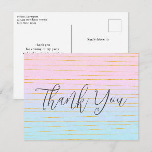 Postal Agradecimiento con línea dorada y gradiente pastel