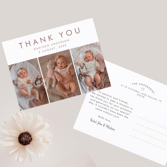 Postal Agradecimiento de 3 fotos para Baby Shower con est (Subido por el creador)