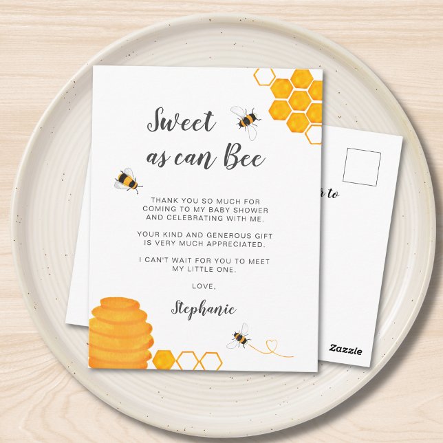 Postal Agradecimiento de Baby Shower de Abejas  (Subido por el creador)