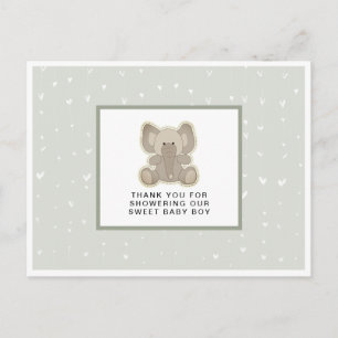 Postal Agradecimiento de Baby Shower de adorable elefante