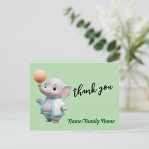 Postal Agradecimiento de Baby Shower de Elefante 3D Adora