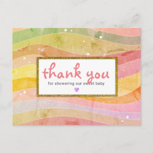 Postal Agradecimiento de Baby Shower Faux Glitter