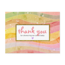 Agradecimiento de Baby Shower Faux Glitter