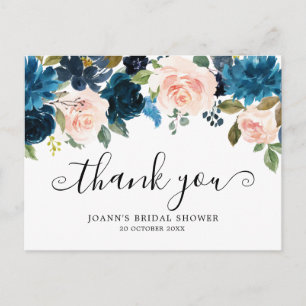 Postal Agradecimiento de Baby Shower Nupcial Floral Botán
