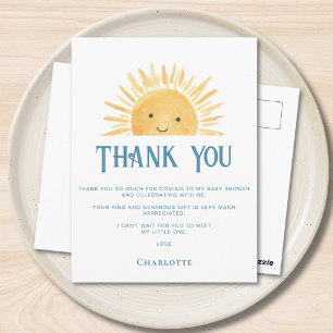 Postal Agradecimiento de Baby Shower Soleado