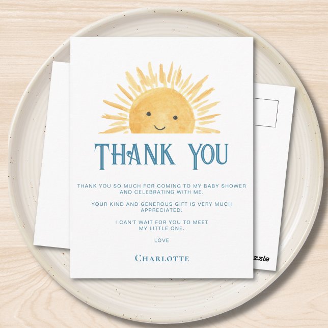 Postal Agradecimiento de Baby Shower Soleado (Subido por el creador)