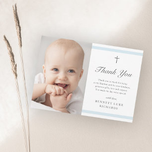 Postal Agradecimiento de Bautizo para Niño de Elegancia M