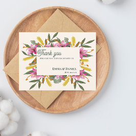 Postal Agradecimiento de Boda Botánico de Lirio Rosa Rubo