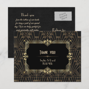 Postal Agradecimiento de boda Charm Gold Black Great Gats