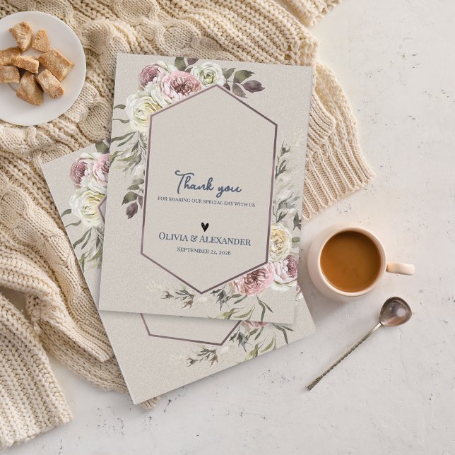 Postal Agradecimiento de Boda con Arco Floral Botánico de (Watercolor Floral Arch Wedding Thank You Card Botanical Garden Wedding Thank You)