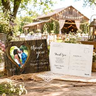 Postal Agradecimiento de Boda con Foto de Corazón de Made