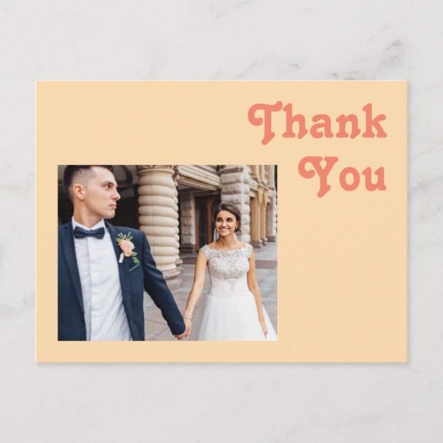 Postal Agradecimiento de Boda con Foto de Crema de Naranj (Anverso)