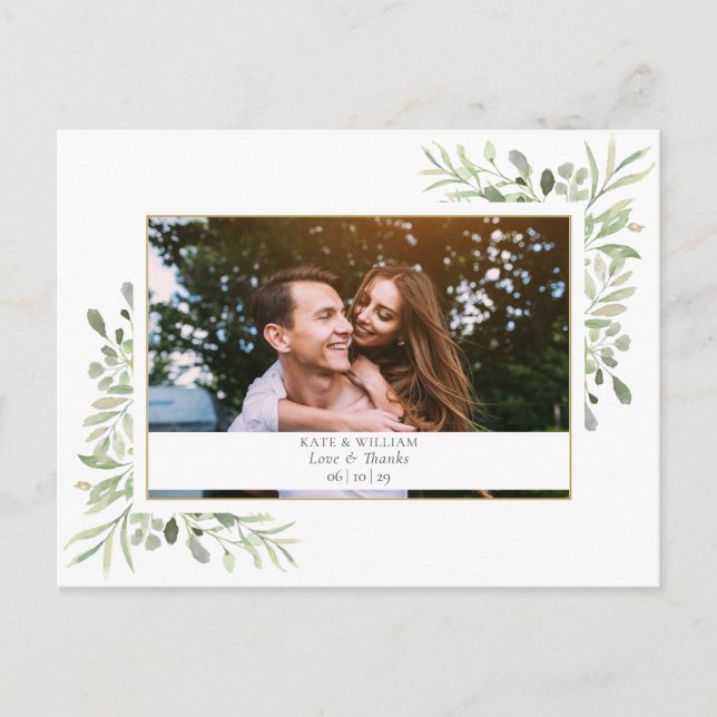 Postal Agradecimiento de boda con foto de vegetación mode (Anverso)