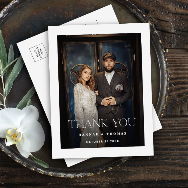 Postal Agradecimiento de Boda con Foto Moderna (Subido por el creador)