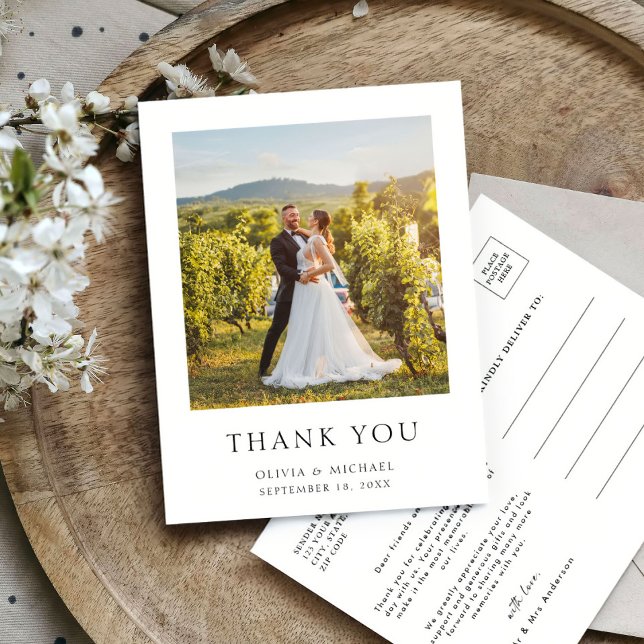 Postal Agradecimiento de boda con foto simple y moderno (Subido por el creador)