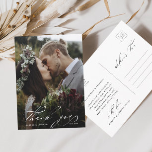 Postal Agradecimiento de Boda con Foto y Letra a Mano Chi