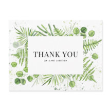 Agradecimiento de boda con helechos y eucalipto