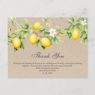Postal Agradecimiento de Boda con Tema de Limón de Rustic