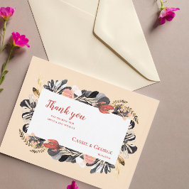 Postal Agradecimiento de Boda con Tono Romántico y Flores