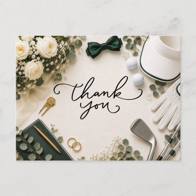Postal Agradecimiento de boda de golf (Anverso)