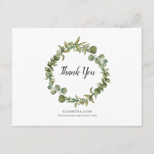 Postal Agradecimiento de boda de verde eucalipto del bosq