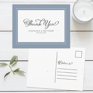 Postal Agradecimiento de Boda Elegante Azul Polvo