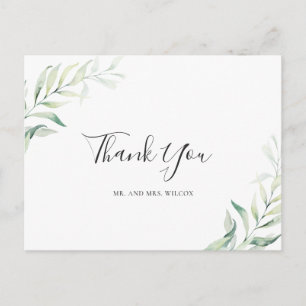 Postal Agradecimiento de boda elegante Eucalipto Verde Sa