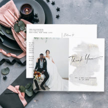 Agradecimiento de boda elegante plateado con toque