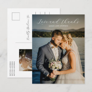 Postal Agradecimiento de Boda en Foto Atemporal en Blanco
