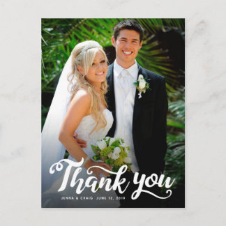 Postal Agradecimiento de Boda | Escritura Blanca Sobre Fo