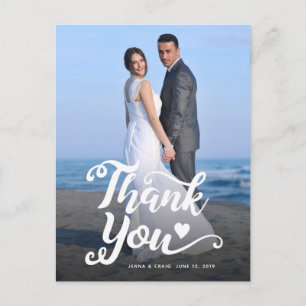 Postal Agradecimiento de Boda   Escritura Blanca Sobre Fo