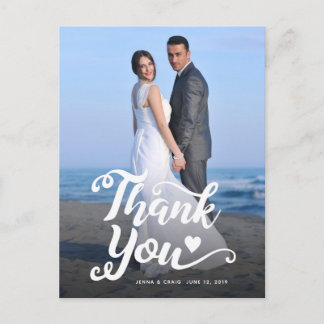 Postal Agradecimiento de Boda | Escritura Blanca Sobre Fo