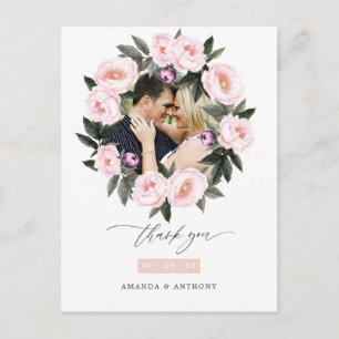 Postal Agradecimiento de boda floral de terciopelo profun