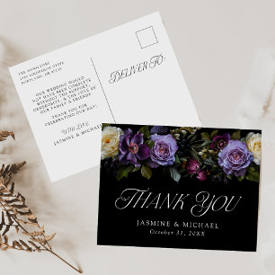 Postal Agradecimiento de Boda Floral Gótico Malhumorado