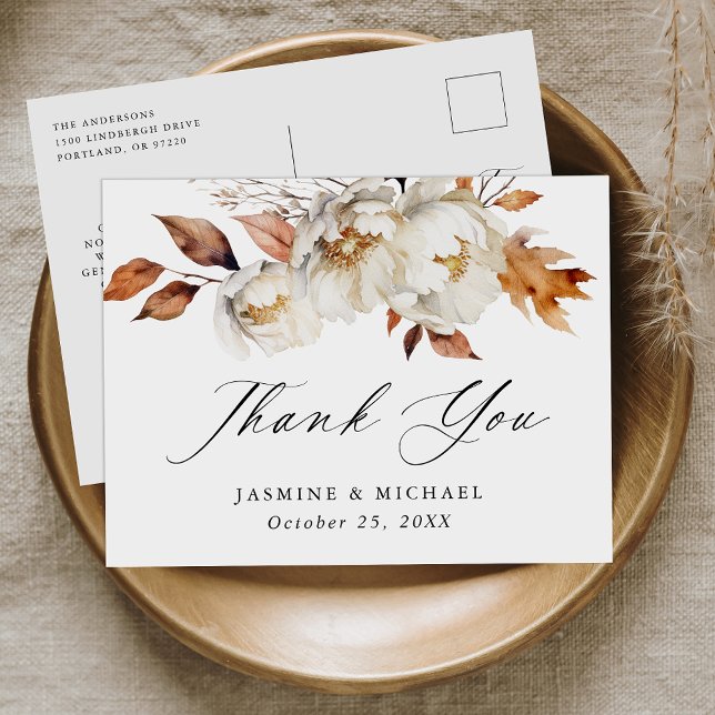 Postal Agradecimiento de Boda Floral Otoñal Rústico (Subido por el creador)