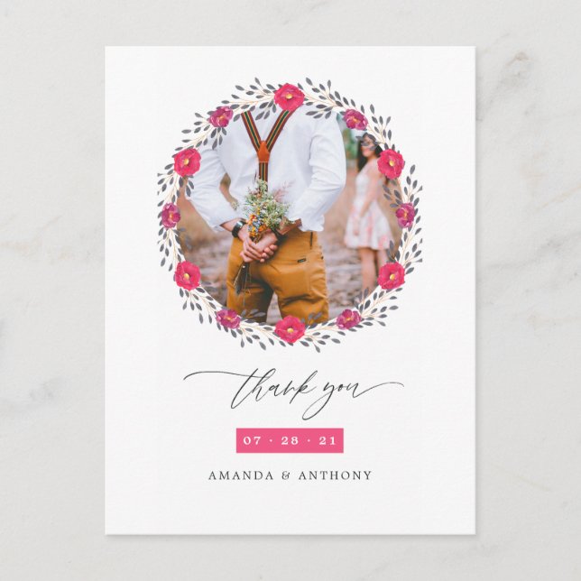 Postal Agradecimiento de boda Floral Safari (Anverso)