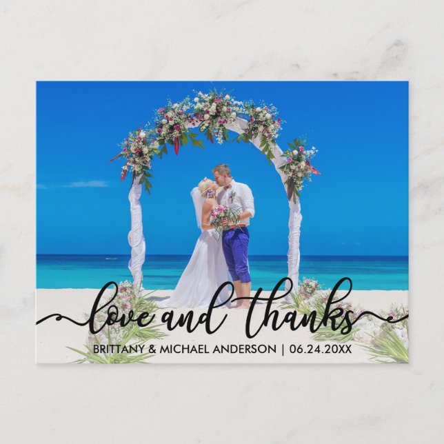 Postal Agradecimiento de Boda | Foto Amor y Gracias (Anverso)