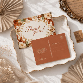 Postal Agradecimiento de Boda Hojas de Otoño Rústico Nara