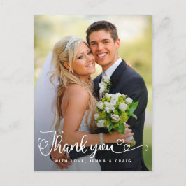 Postal Agradecimiento de Boda | Letra manuscrita sobre fo