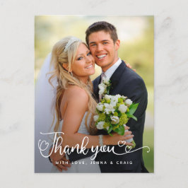 Postal Agradecimiento de Boda | Letra manuscrita sobre fo