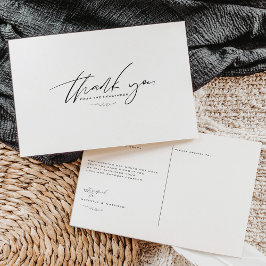 Postal Agradecimiento de Boda Minimalista en Blanco y Neg