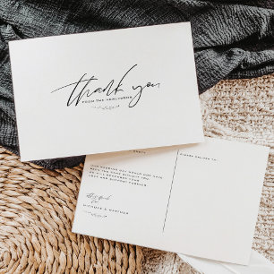 Postal Agradecimiento de Boda Minimalista en Blanco y Neg