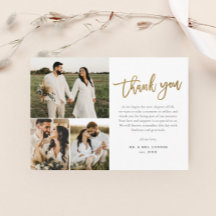 Agradecimiento de boda moderno con collage de foto