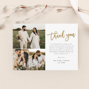 Postal Agradecimiento de boda moderno con collage de foto