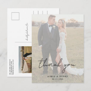 Postal Agradecimiento de boda moderno con foto con escrit